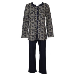 Pigiama donna aperto con bottoni girocollo manica lunga pantalone lungo in caldo pile RAGNO articolo D208N7