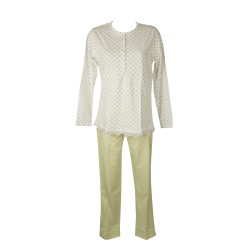 Pigiama donna serafino con bottoni girocollo manica lunga cotone estivo RAGNO articolo D898N1
