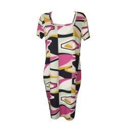 Abito donna manica corta scollo quadrato  viscosa vestito tempo libero mare spiaggia beachwear RAGNO articolo D958DI
