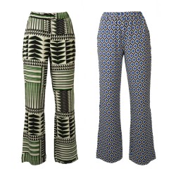 Pantalone donna RAGNO lungo elastico in vita e tasche laterali viscosa wide pockets articolo DQ14PE