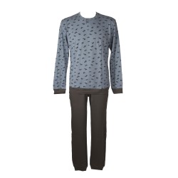 Pigiama uomo cotone interlock manica lunga collo serafino RAGNO SPORT articolo N26211