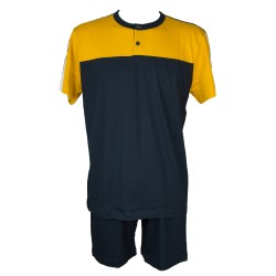 Pigiama uomo cotone manica corta pantalone corto collo serafino RAGNO SPORT articolo U087ND