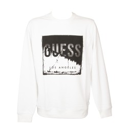 Felpa uomo GUESS maglia manica lunga girocollo estiva con stampa misto cotone articolo X4GQ14KBR12